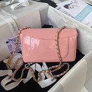 	 Bagsaaa Chanel Flap Bag Flower Patent Pink Leather - 20cm - 3