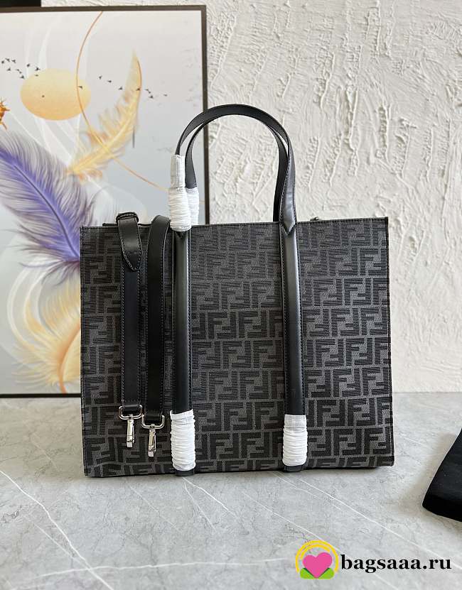 Bagsaaa Fendi Shopper FF jacquard fabric black bag - 41x35x19cm - 1