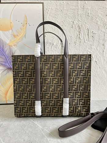 	 Bagsaaa Fendi Shopper FF jacquard fabric brown bag - 41x35x19cm