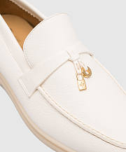 Bagsaaa Lora Pina Charm Summer Walk White Leather Loafer  - 6