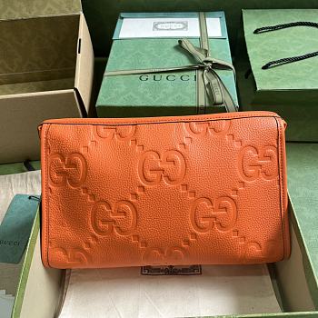 	 Bagsaaa Gucci Jumbo GG Pouch Orange Leather - 28.5x18x9cn