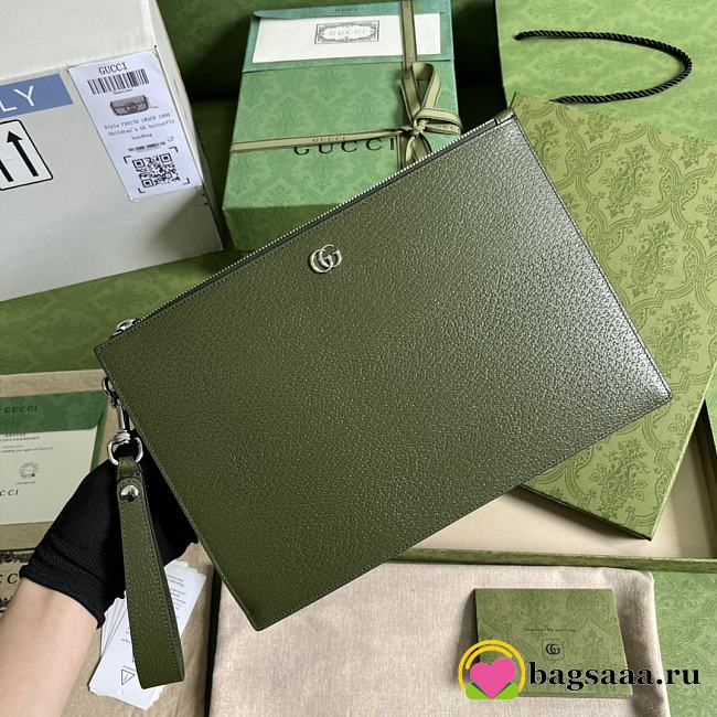 	 Bagsaaa Gucci GG Marmont Pouch Green Leather - 30.5x 21x 1.5cm - 1