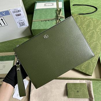 	 Bagsaaa Gucci GG Marmont Pouch Green Leather - 30.5x 21x 1.5cm
