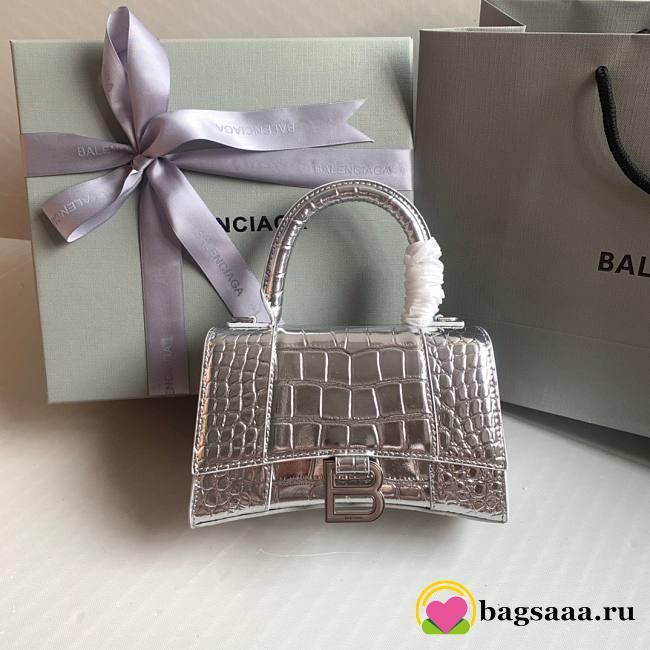 Bagsaaa Balenciaga Hourglass metallic tote in silver - 19x13x8cm - 1