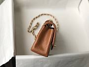	 Bagsaaa Chanel Flap Bag Brown Lambskin Leather Gold Hardware - 20cm - 5