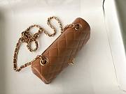 	 Bagsaaa Chanel Flap Bag Brown Lambskin Leather Gold Hardware - 20cm - 4
