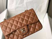 	 Bagsaaa Chanel Flap Bag Brown Lambskin Leather Gold Hardware - 20cm - 2