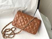 	 Bagsaaa Chanel Flap Bag Brown Lambskin Leather Gold Hardware - 20cm - 3