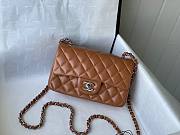 	 Bagsaaa Chanel Flap Bag Brown Lambskin Leather Silver Hardware - 20cm - 1