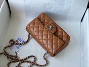 	 Bagsaaa Chanel Flap Bag Brown Lambskin Leather Silver Hardware - 20cm - 6