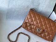 	 Bagsaaa Chanel Flap Bag Brown Lambskin Leather Silver Hardware - 20cm - 2