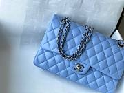 	 Bagsaaa Chanel Flap Bag Blue Lambskin Leather Silver Hardware - 25cm - 3