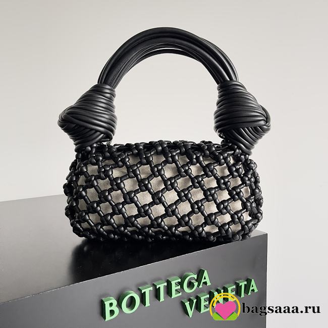 	 Bagsaaa Bottega Veneta Meadow Straw Knit Shoulder Bag Black - 24*15*5cm - 1