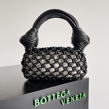 	 Bagsaaa Bottega Veneta Meadow Straw Knit Shoulder Bag Black - 24*15*5cm