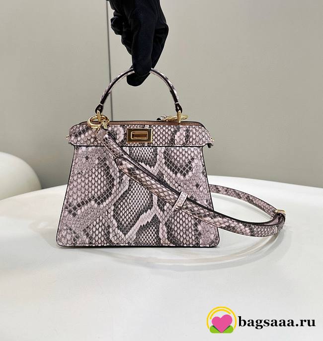 	 Bagsaaa Peekaboo ISeeU Petite Natural python leather pink bag - 21*11*16cm - 1