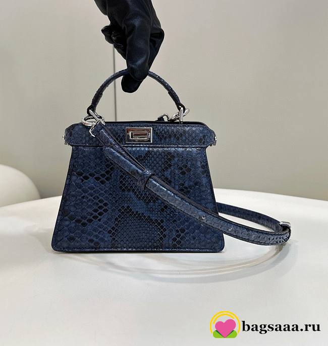 	 Bagsaaa Peekaboo ISeeU Petite Natural python leather blue bag - 21*11*16cm - 1