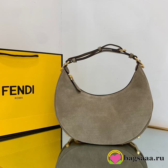 Bagsaaa Fendi Medium Graphy In Suede Brown - 10×29×24.5cm - 1