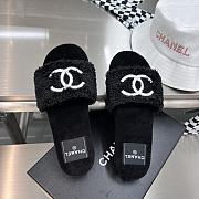 Bagsaaa Chanel CC Fur Black Slippers - 3