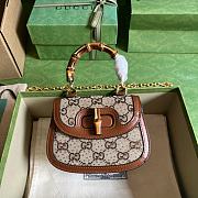 Bagsaaa Bamboo 1947 Mini Top Handle Brown Crystal Bag - 17x12.5x8cm - 1