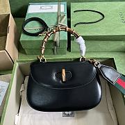 	 Bagsaaa Bamboo 1947 Medium Top Handle Black Leather Bag - 26x17x9cm - 1