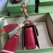 	 Bagsaaa Bamboo 1947 Mini Top Handle Red Leather Bag - 17x12.5x8cm - 5
