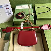 	 Bagsaaa Bamboo 1947 Mini Top Handle Red Leather Bag - 17x12.5x8cm - 2