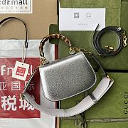 	 Bagsaaa Bamboo 1947 Mini Top Handle Silver Leather Bag - 17x12.5x8cm - 3