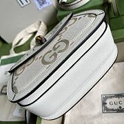 	 Bagsaaa Bamboo 1947 Aria Small Top Handle White Canvas Leather Bag - 21x15x7cm - 4