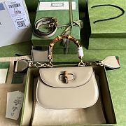 Bagsaaa Bamboo 1947 Small Top Handle Cream Leather Bag - 21x15x7cm - 1