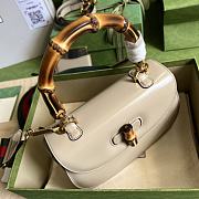 Bagsaaa Bamboo 1947 Small Top Handle Cream Leather Bag - 21x15x7cm - 2