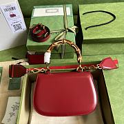	 Bagsaaa Bamboo 1947 Small Top Handle Red Leather Bag - 21x15x7cm - 4