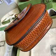 Bagsaaa Bamboo 1947 Mini Top Handle Brown Crocodile Leather Bag - 17x12.5x8cm - 4