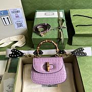 	 Bagsaaa Bamboo 1947 Mini Top Handle Purple Crocodile Leather Bag - 17x12.5x8cm - 1