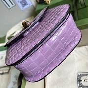 	 Bagsaaa Bamboo 1947 Mini Top Handle Purple Crocodile Leather Bag - 17x12.5x8cm - 5