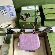 	 Bagsaaa Bamboo 1947 Mini Top Handle Purple Crocodile Leather Bag - 17x12.5x8cm - 4