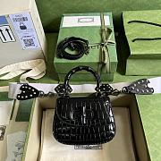 	 Bagsaaa Bamboo 1947 Mini Top Handle Black Crocodile Leather Bag - 17x12.5x8cm - 1