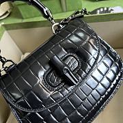 	 Bagsaaa Bamboo 1947 Mini Top Handle Black Crocodile Leather Bag - 17x12.5x8cm - 3