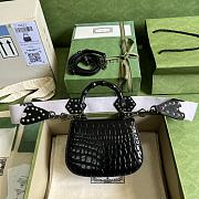 	 Bagsaaa Bamboo 1947 Mini Top Handle Black Crocodile Leather Bag - 17x12.5x8cm - 2