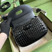 	 Bagsaaa Bamboo 1947 Small Top Handle Black Crocodile Leather Bag - 21x15x7cm - 3