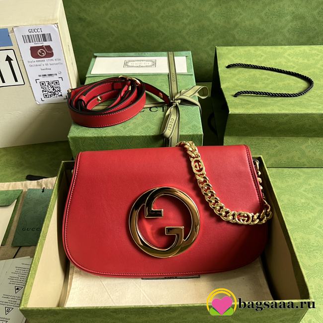 	 Bagsaaa Gucci Blondie Shoulder Bag Red Leather 28x16x4cm - 1
