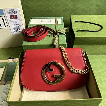 	 Bagsaaa Gucci Blondie Shoulder Bag Red Leather 28x16x4cm