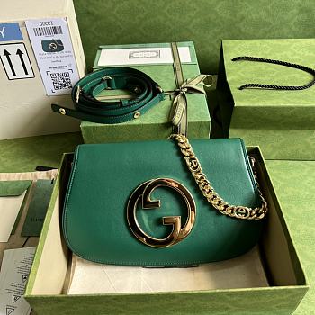 	 Bagsaaa Gucci Blondie Shoulder Bag Green Leather 28x16x4cm