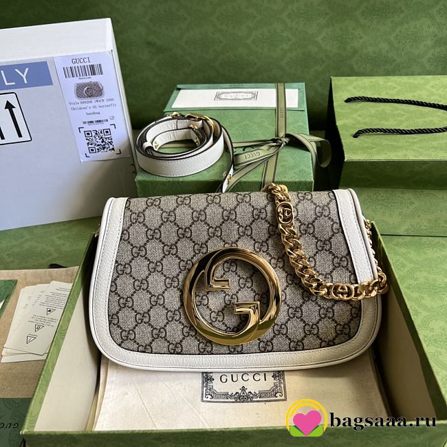 Bagsaaa Gucci Blondie Shoulder Bag Canvas Leather White Lining 28x16x4cm - 1