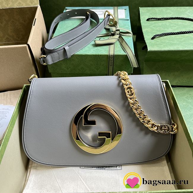 Bagsaaa Gucci Blondie Shoulder Bag Grey Leather 28x16x4cm - 1