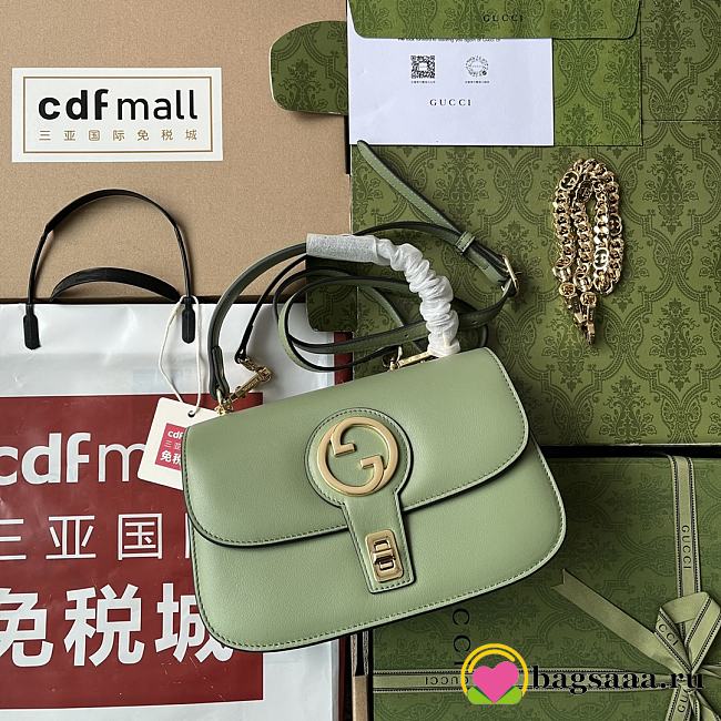 	 Bagsaaa Gucci Blondie Top Handle Green Bag - 23x15x11cm - 1