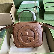 	 Bagsaaa Gucci Blondie Top Handle Brown/ Orange Leather Bag - 17x15x9cm - 2