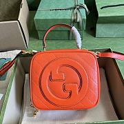 	 Bagsaaa Gucci Blondie Top Handle Brown/ Orange Leather Bag - 17x15x9cm - 3