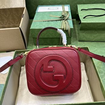 	 Bagsaaa Gucci Blondie Top Handle Red Leather Bag - 17x15x9cm