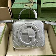 	 Bagsaaa Gucci Blondie Top Handle Silver Leather Bag - 17x15x9cm - 1