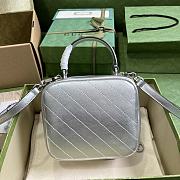 	 Bagsaaa Gucci Blondie Top Handle Silver Leather Bag - 17x15x9cm - 3